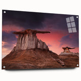 Acrylic print of a large abstract depiction of New Mexico scenery in earthy tones, suitable for bedroom or dining room decor.