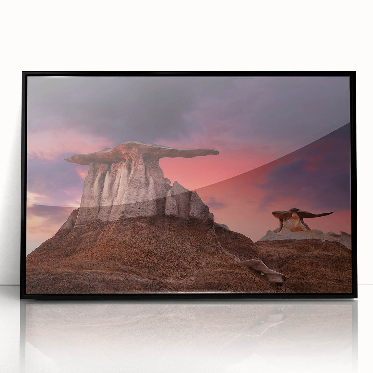 Large abstract wall art featuring a New Mexico landscape in earth tones on a framed acrylic.