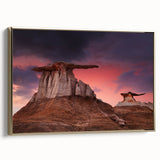 Framed canvas of a vintage New Mexico landscape in muted gold and black tones, ideal for bedroom wall art.