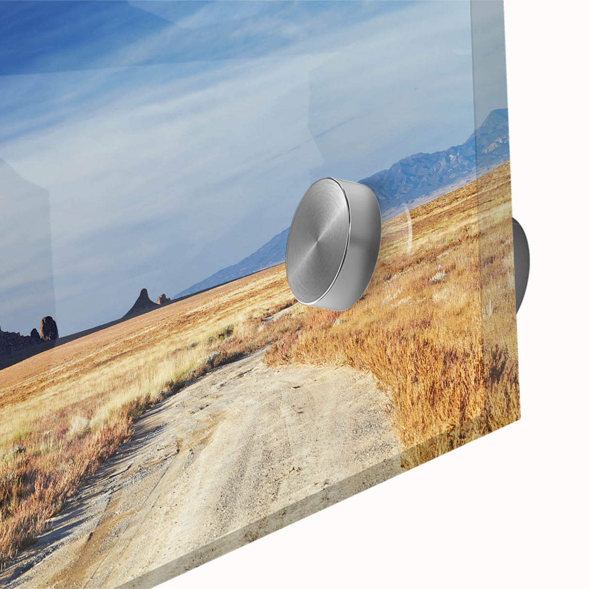Large abstract wall art depicting the White Sands in New Mexico, with muted earth tones on acrylic glass.