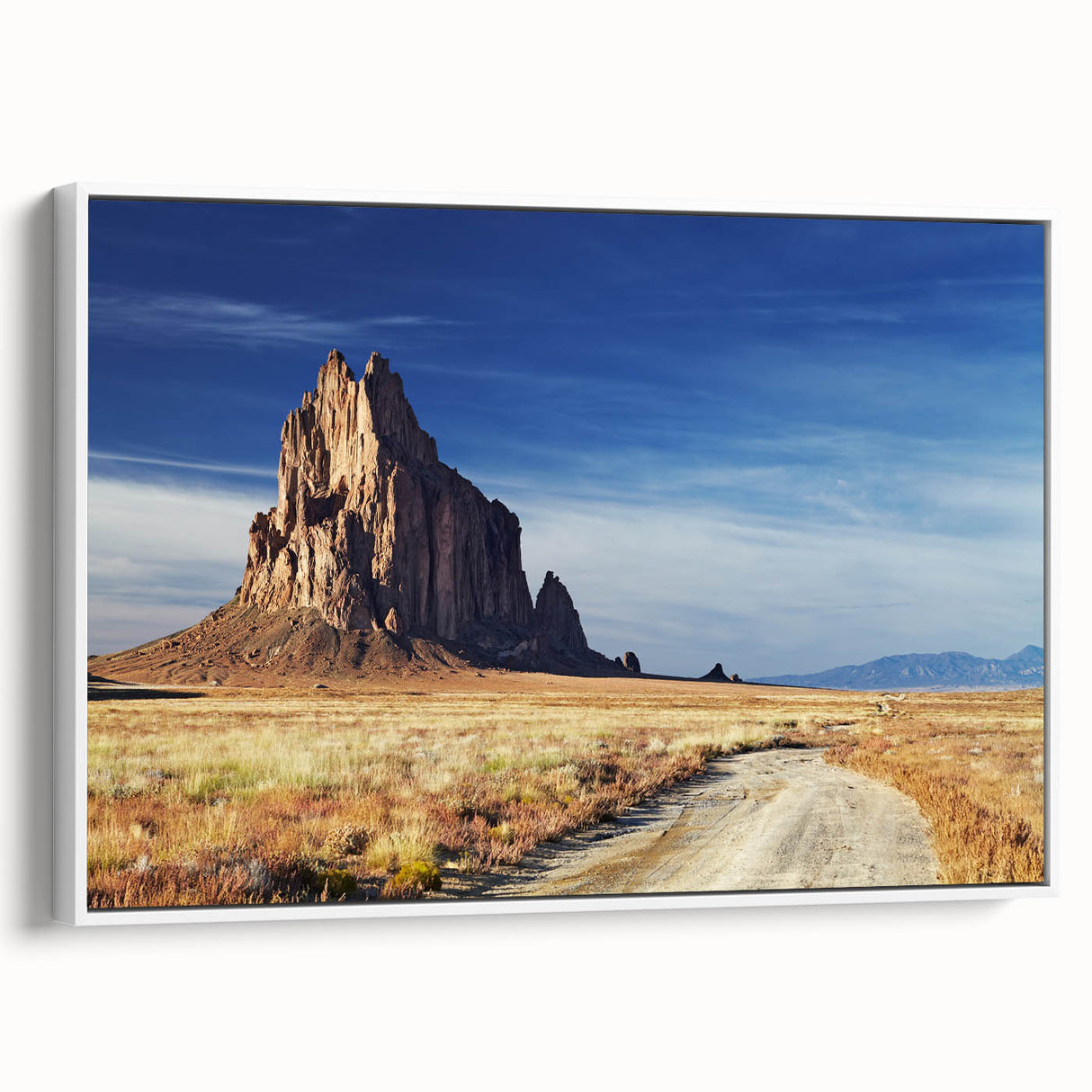 Vintage poster art of New Mexico's White Sands on a framed canvas in muted pastel shades.