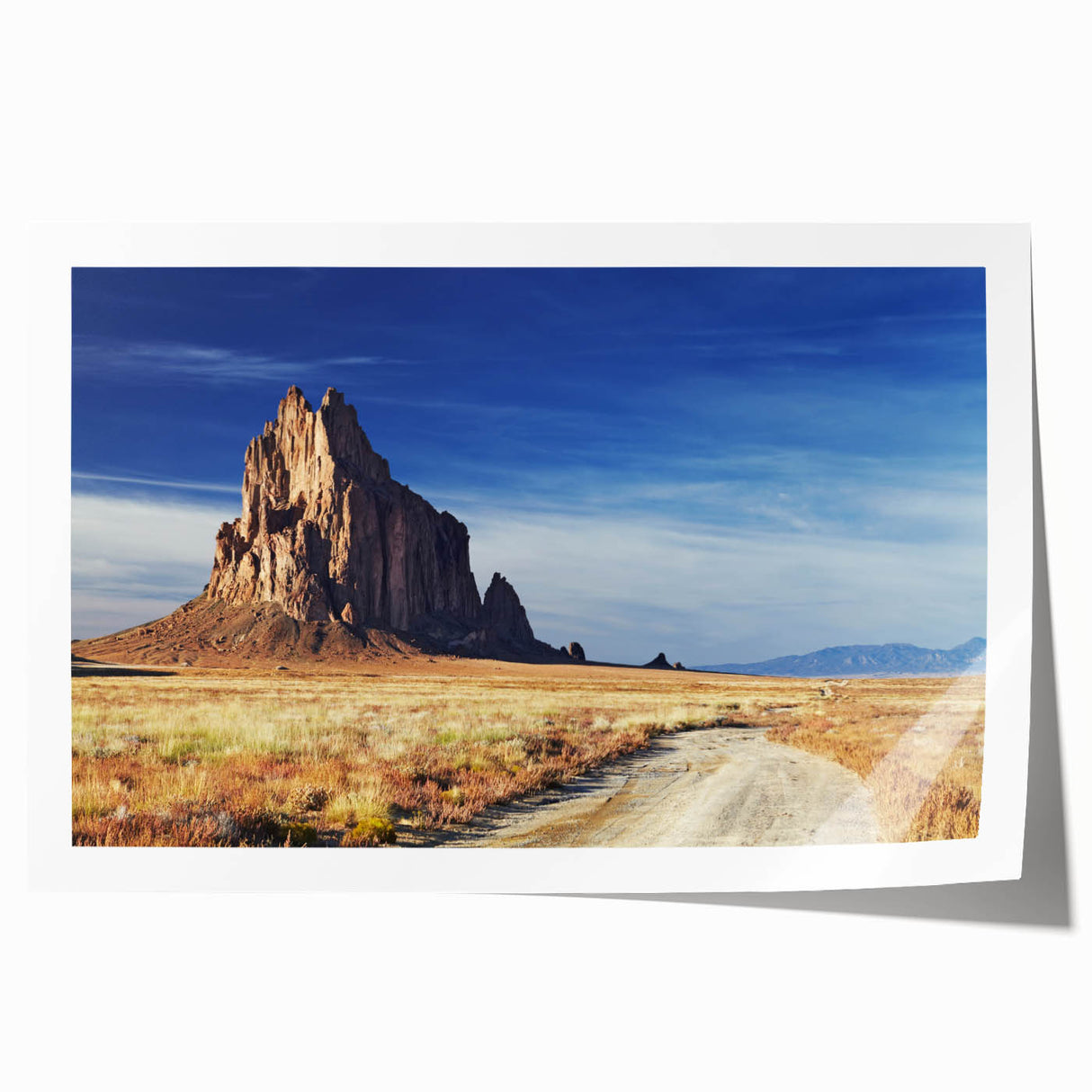 White Sands, New Mexico landscape on a rolled canvas print with soft blue and white tones, ideal for art wall dining room.