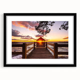 Abstract art print of the Outer Banks in vibrant colors on a large textured canvas, ideal for living room decor.