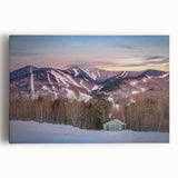 Black and white photograph of Adirondack scenery on large stretched canvas, suitable as kitchen wall art.