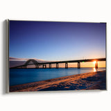 Landscape art painting of Long Island featuring colorful vintage poster art style on framed canvas.