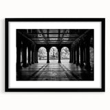 Abstract art print of Central Park in vibrant colors on a large framed canvas, ideal for living room decor.