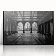 Large abstract wall art of Central Park with muted green and brown tones, framed in black acrylic.