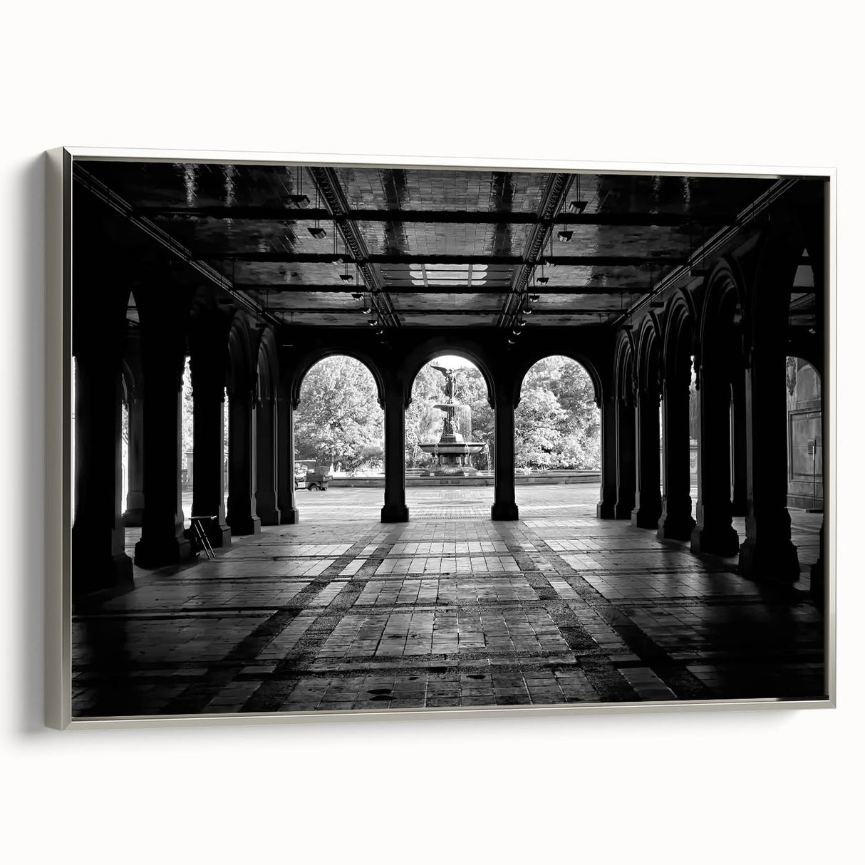 Framed canvas of a vintage-style landscape art painting depicting Central Park.