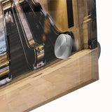 Large abstract depiction of NYC's Grand Central in muted tones on an acrylic glass, ideal for dining room art.