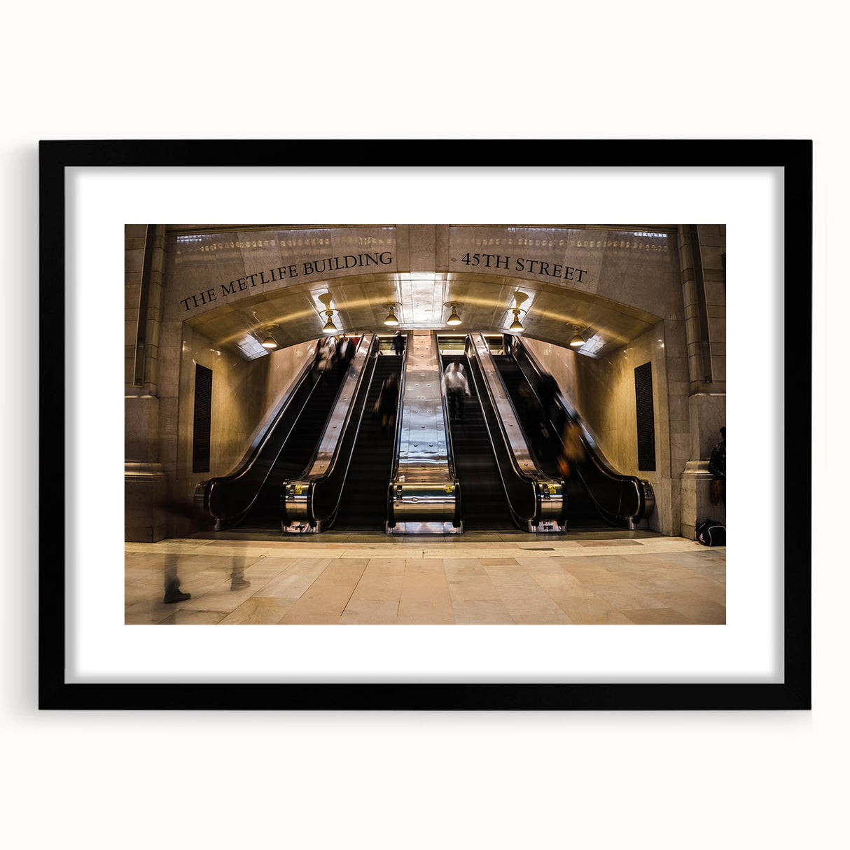Abstract art print of New York City in vibrant colors on a large framed canvas, suitable for living room decor.