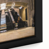 Extra large framed canvas featuring a textured depiction of NYC's Grand Central in black with colorful accents.