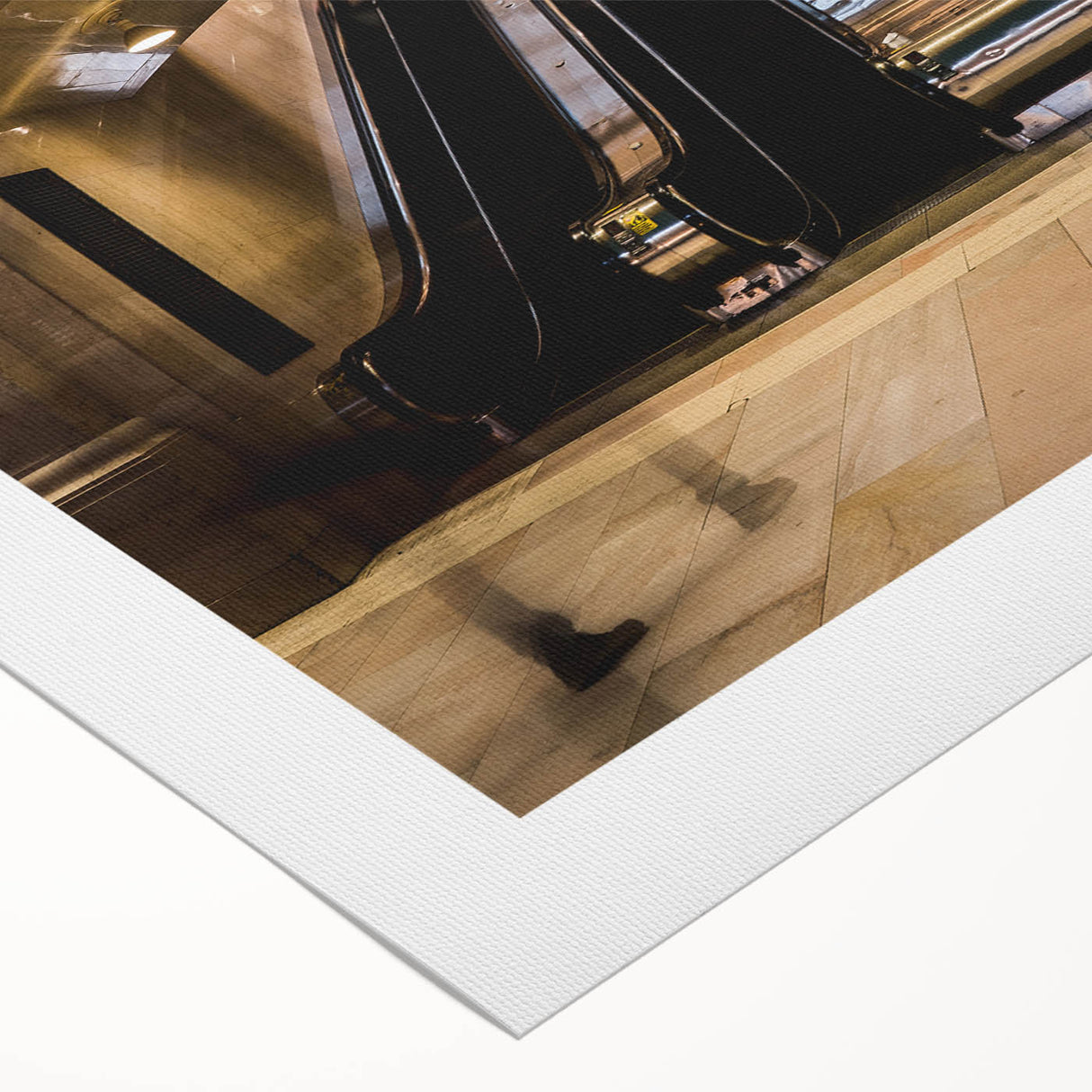 Art deco poster featuring a bustling Grand Central Station scene in muted sepia tones on rolled canvas.