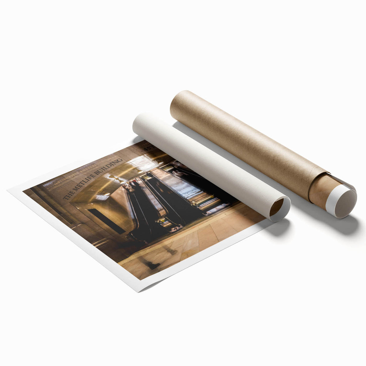 Extra large rolled canvas depicting Grand Central Station in muted gray and blue tones.