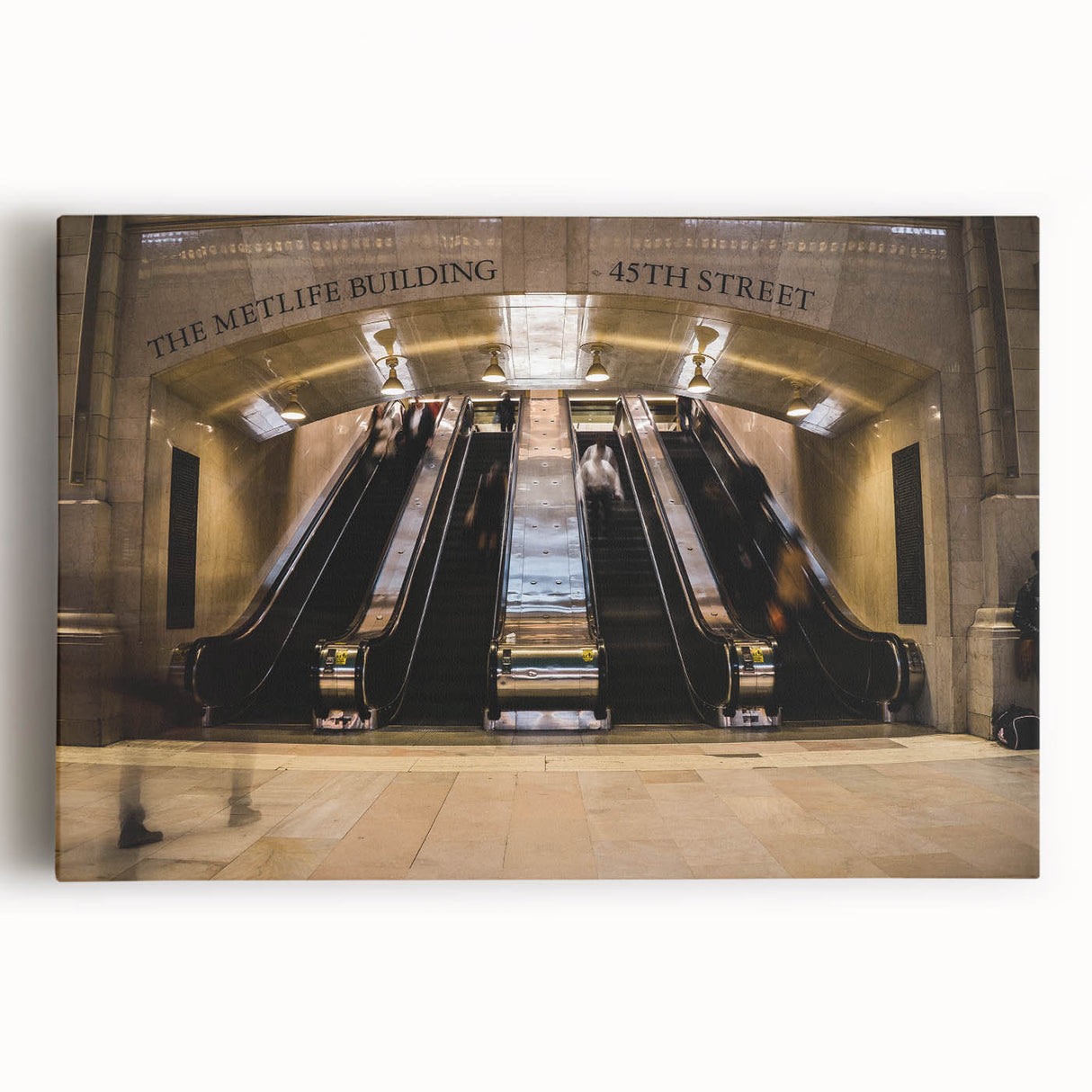 Black and white photograph of Grand Central Station on large stretched canvas, suitable as kitchen wall art.