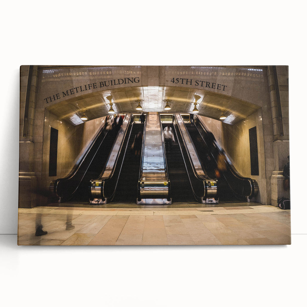 Black and white photo of Grand Central Station on stretched canvas, ideal for kitchen wall art.