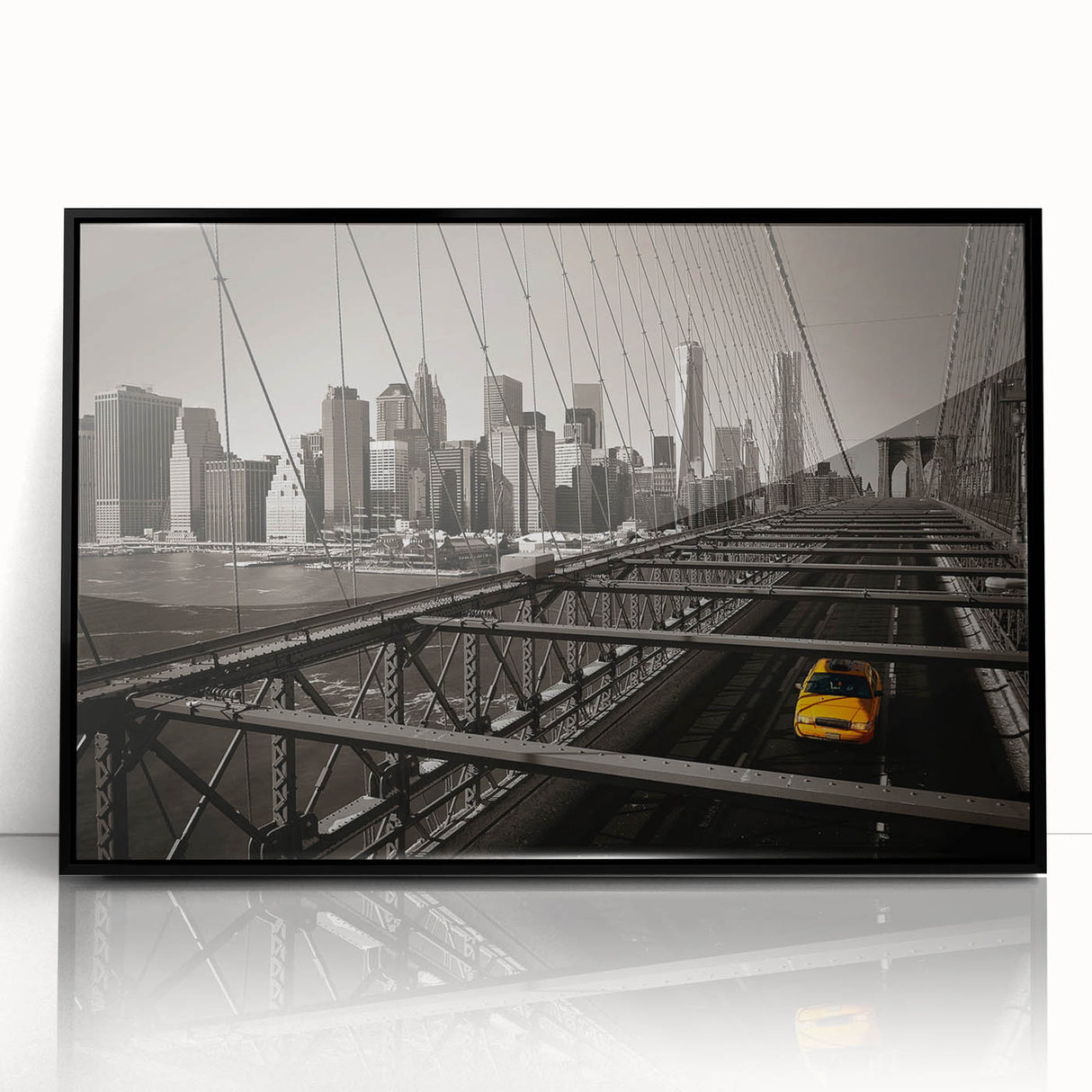 Large abstract wall art depicting Manhattan's skyline in muted black and gray tones on a framed acrylic.