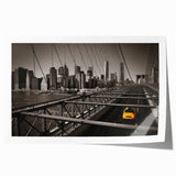 Extra large rolled print of Manhattan skyline with muted gray and blue tones, ideal for art wall dining room.