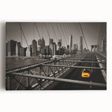 Black and white large art print of Manhattan skyline on stretched canvas, suitable for kitchen wall art.