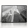 Large abstract wall art depicting New York City's Rockefeller Center in muted gray tones on a framed acrylic.