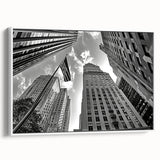 Vintage poster art of NYC Rockefeller Center in colorful hues on extra large framed canvas, ideal for living room decor.