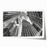 Extra large rolled print of New York City skyline in muted gray tones, ideal for art wall dining room.