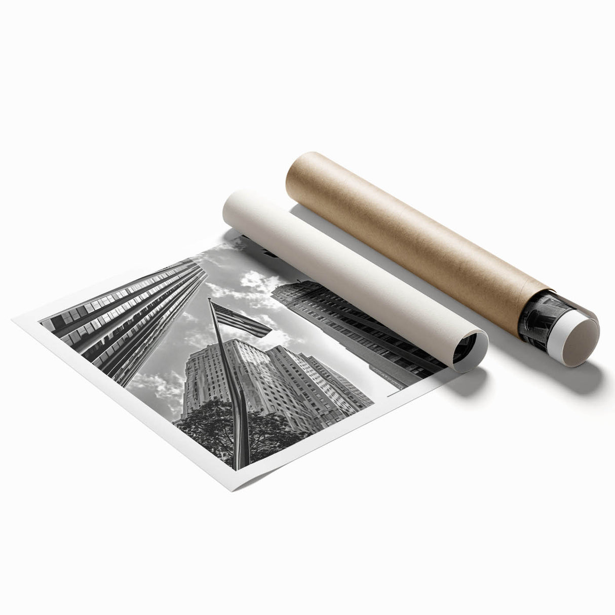 Extra large rolled print of New York City skyline with pastel shades, ideal for classy bathroom wall art.