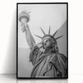 Acrylic print of the Statue of Liberty in art deco style, with a black frame, suitable for modern nursery decor.