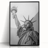 Acrylic print of the Statue of Liberty in art deco style, with a black frame, suitable for modern nursery decor.