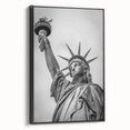 Extra large framed canvas of the Statue of Liberty in a textured, colorful art style, ideal for living room decor.