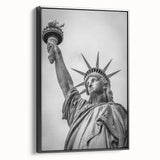 Extra large framed canvas of the Statue of Liberty in a textured, colorful art style, ideal for living room decor.