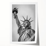 Extra large rolled print of the Statue of Liberty in muted green and blue tones, ideal for art wall dining room.