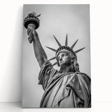 Black and white stretched canvas of the Statue of Liberty, ideal for kitchen wall art.