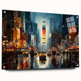 Acrylic print of Times Square with vivid colors and dynamic lighting, ideal for living room or dining room decor.