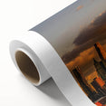 Art deco poster of NYC Trade Center in monochrome, ideal for nursery wall art, on rolled canvas.
