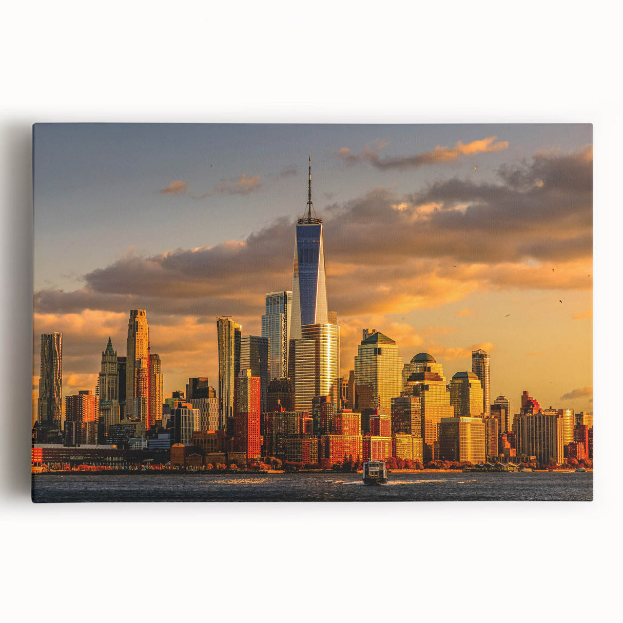 Black and white canvas print of the NYC skyline, ideal for kitchen wall art.
