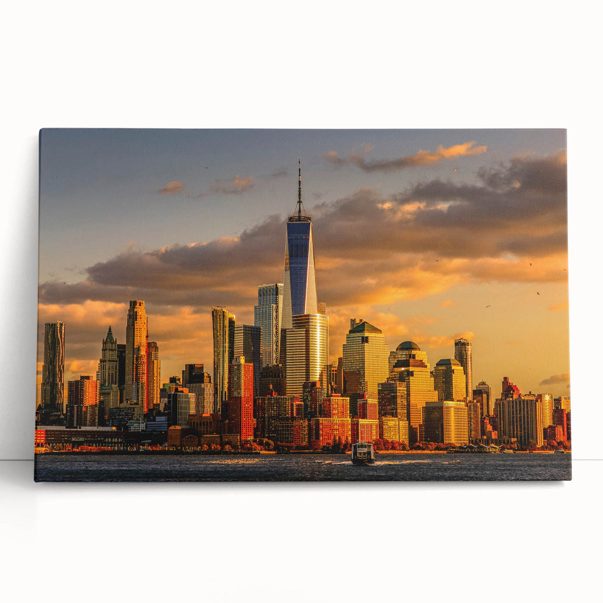 Black and white stretched canvas of NYC Trade Center, ideal for kitchen wall art or bedroom ambiance.