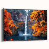 Black and white framed canvas of Multnomah Falls in Oregon, ideal for bedroom landscape art.