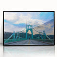 Large abstract wall art depicting Portland, Oregon in muted gray and blue tones on a framed acrylic.