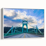 Vintage poster art of Portland, Oregon, on extra large framed canvas, featuring colorful artwork against a black background.