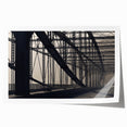 Rolled print of Pittsburgh skyline in muted gray and blue tones, ideal for art wall dining room.