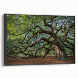 Black and white framed canvas of Charleston landscape in vintage poster style, ideal for bedroom wall decor.