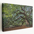 Side view of a stretched canvas featuring a Charleston, South Carolina scenery in muted earth tones.