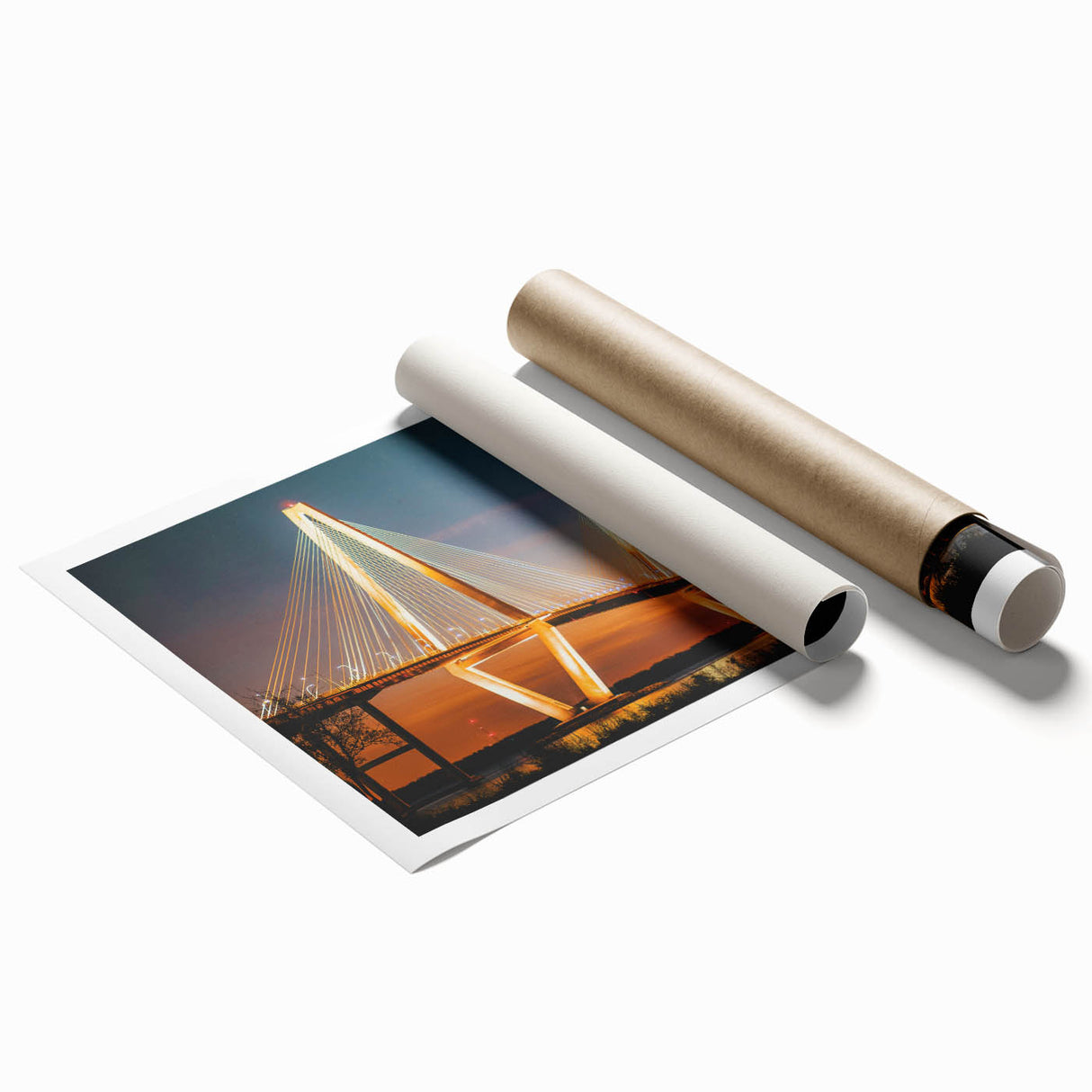 Extra large rolled print of South Carolina scenery with vibrant floral elements, ideal for classy bathroom wall art.