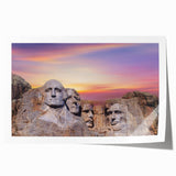 Art wall featuring Mount Rushmore in muted earth tones on a rolled print, suitable for dining room decor.