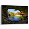 Black and white wall art of Austin, Texas landscape on framed canvas, ideal for bedroom decor.