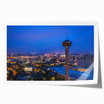 Rolled print of San Antonio scenery with floral elements in muted earth tones, ideal for art wall dining room.