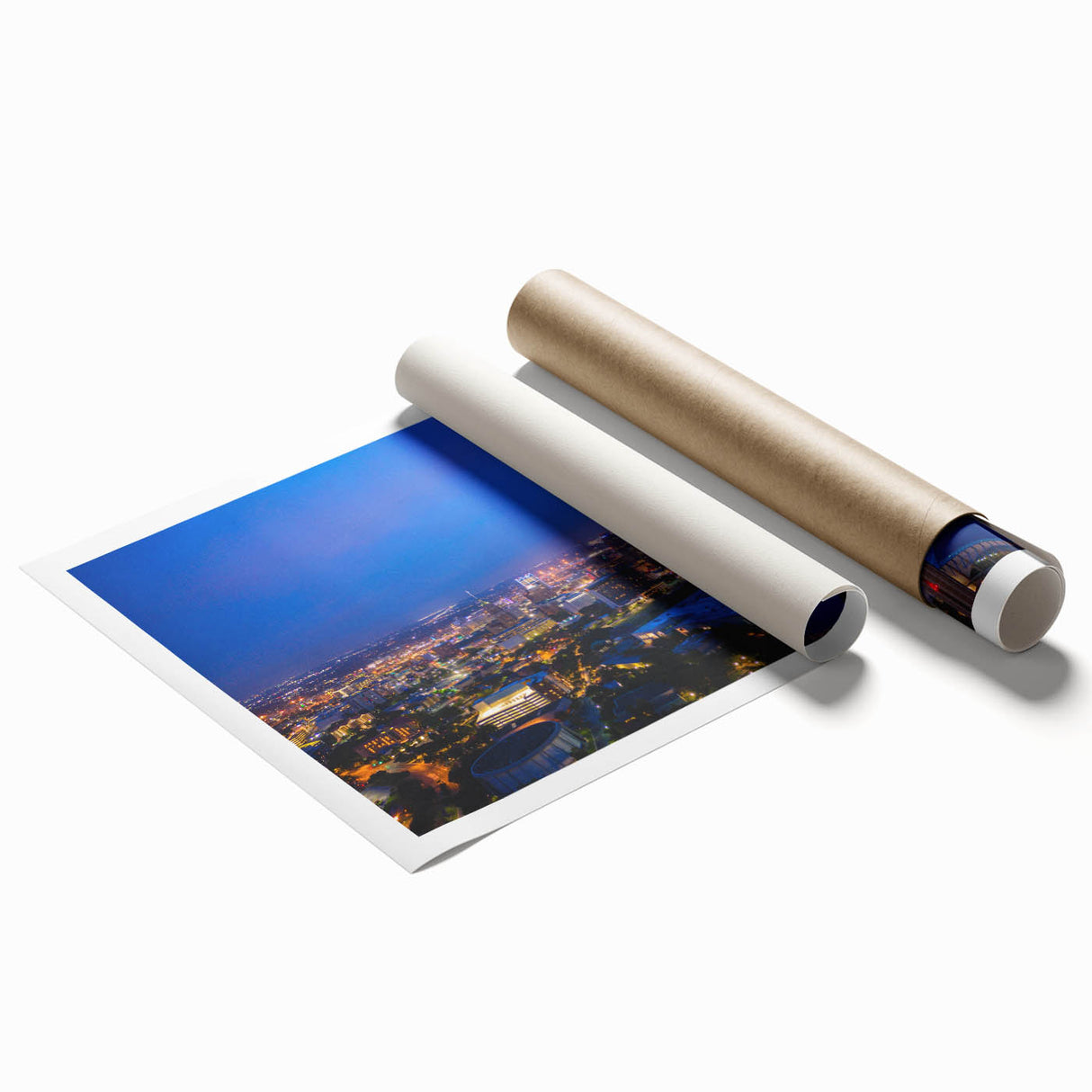 Extra large rolled print depicting vibrant floral art of San Antonio scenery, ideal for classy bathroom wall art.