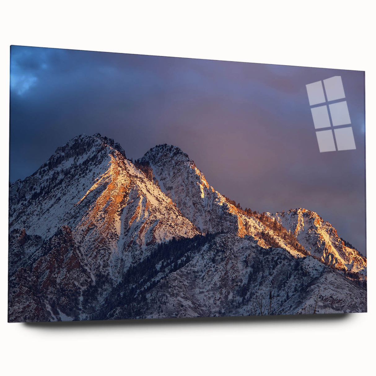 Acrylic print of Salt Lake City with soft blue and gray tones, ideal for modern bedroom or dining room decor.