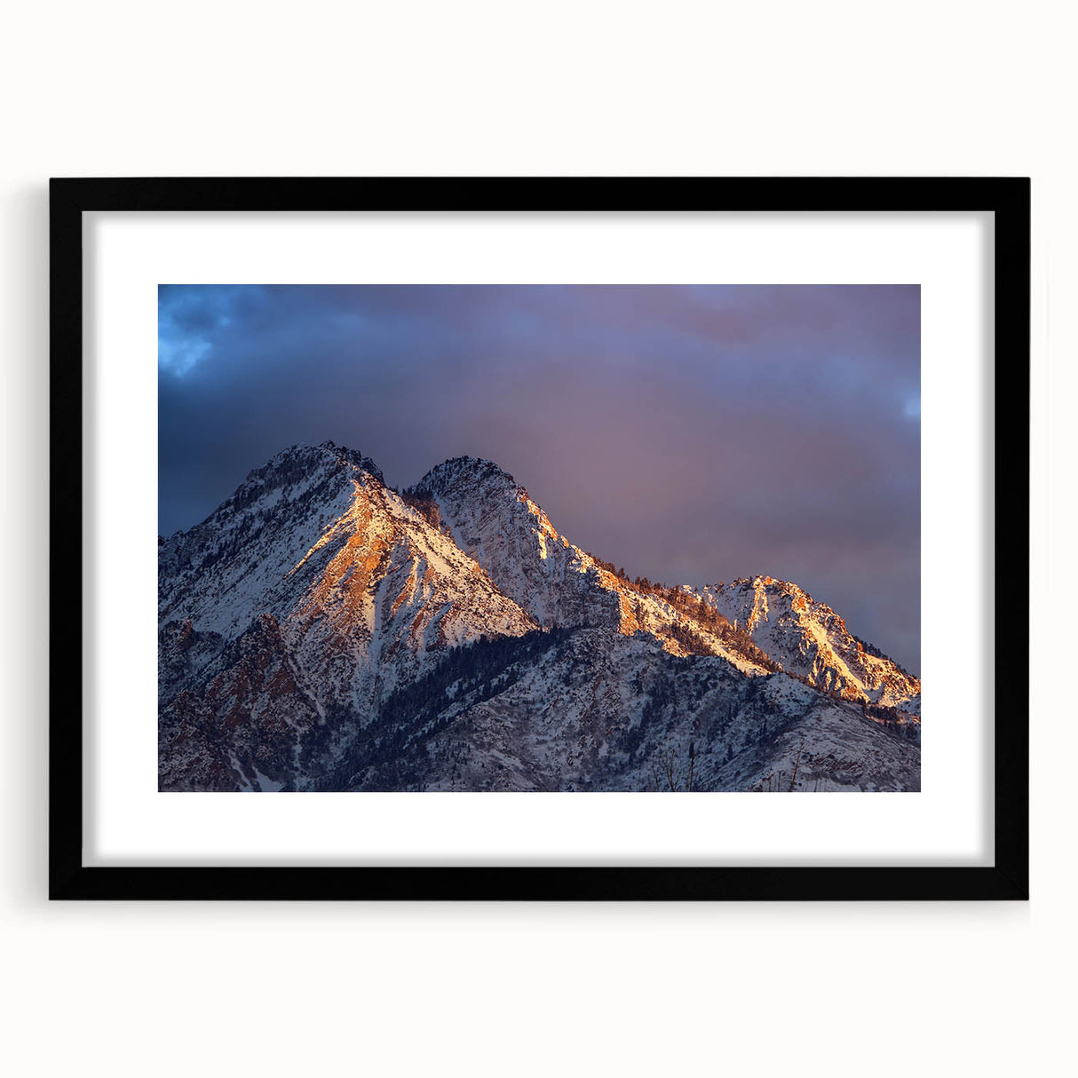 Extra large abstract art print of Salt Lake City in colorful, textured style on a black framed canvas.