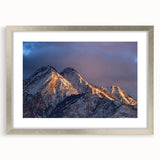 Textured art of Salt Lake City skyline in muted earth tones on a framed silver mat, ideal for bedroom art.